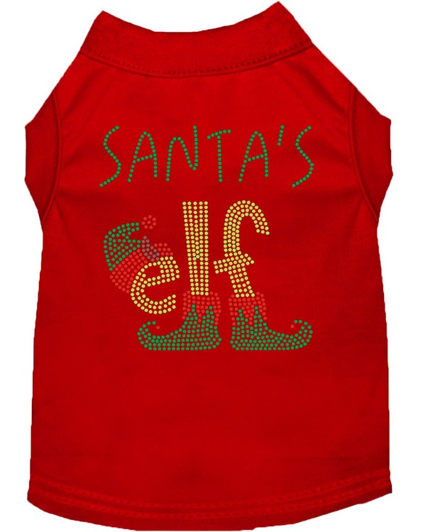 Santa's Elf Rhinestone Dog Shirt Red XS